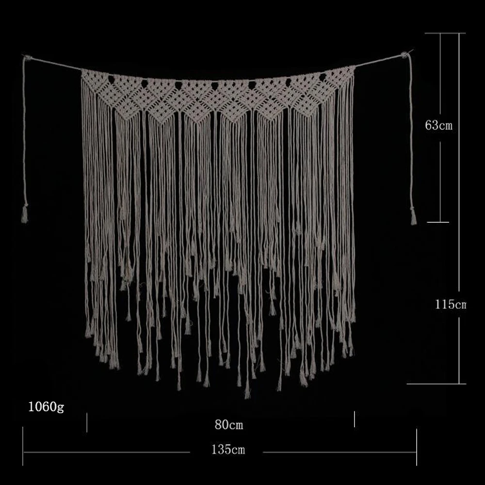 1,35*1,15 м Свадебные Вечерние Декорации для фотосъемки в стиле бохо с хлопковой веревкой и кисточками макраме для украшения дома и комнаты