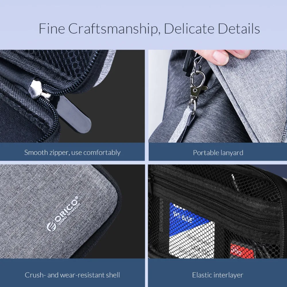 Orico 2.5 Polegada Caixa de Bolsa de Proteção Hdd para o Armazenamento Externo Hdd Power Bank Usb Disco Rígido Cabo Fone de Ouvido Multifuncional Bolsa - Imagem 2