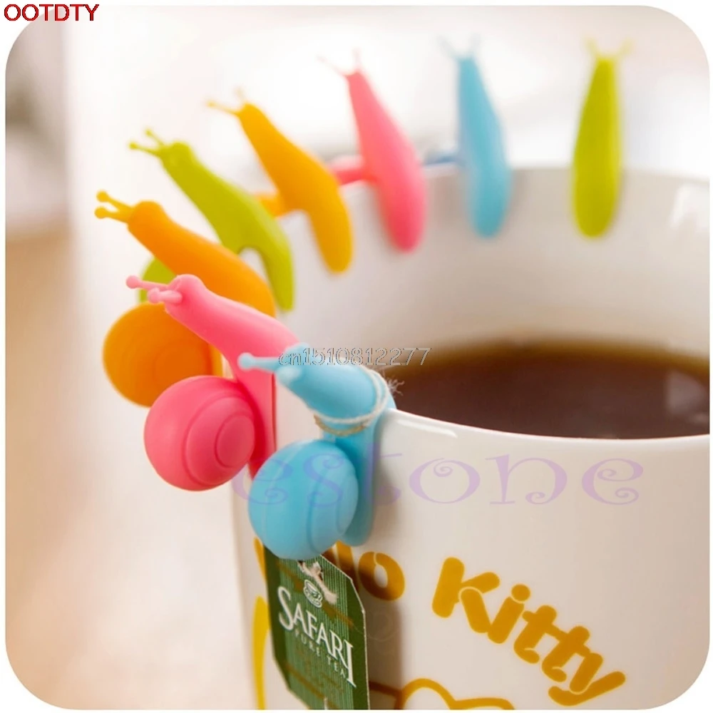 

5pcs Cute Snail Shape Silicone Tea Bag Holder Cup Mug Candy Colors Gift Set New #H0VH#