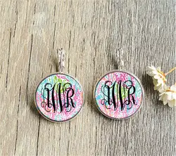 Новый стильный lilly pulitzer monogramed серьги девушка персонализированные имя женщин пользовательские инициалы ювелирные изделия серьги подарок