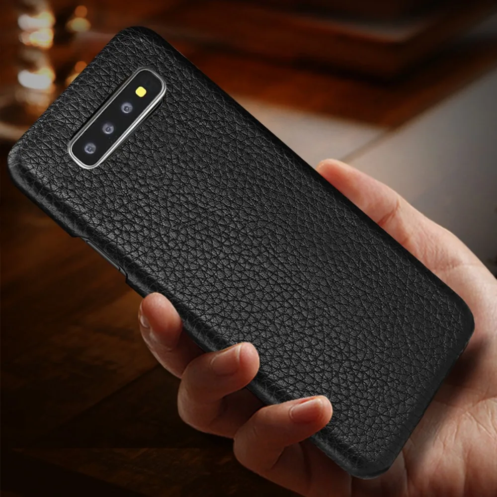 Натуральная кожа Роскошный Ретро Личи шаблон телефон задняя крышка для samsung Note 10 плюс 5G S10e S10 плюс коровья кожа Чехлы Coque