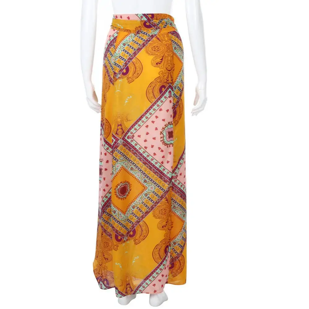 KANCOOLD Для женщин юбки Лето Для женщин feminina с высокой талией Boho асимметричный подол связать принт Обёрточная бумага юбка боди M23 MA9