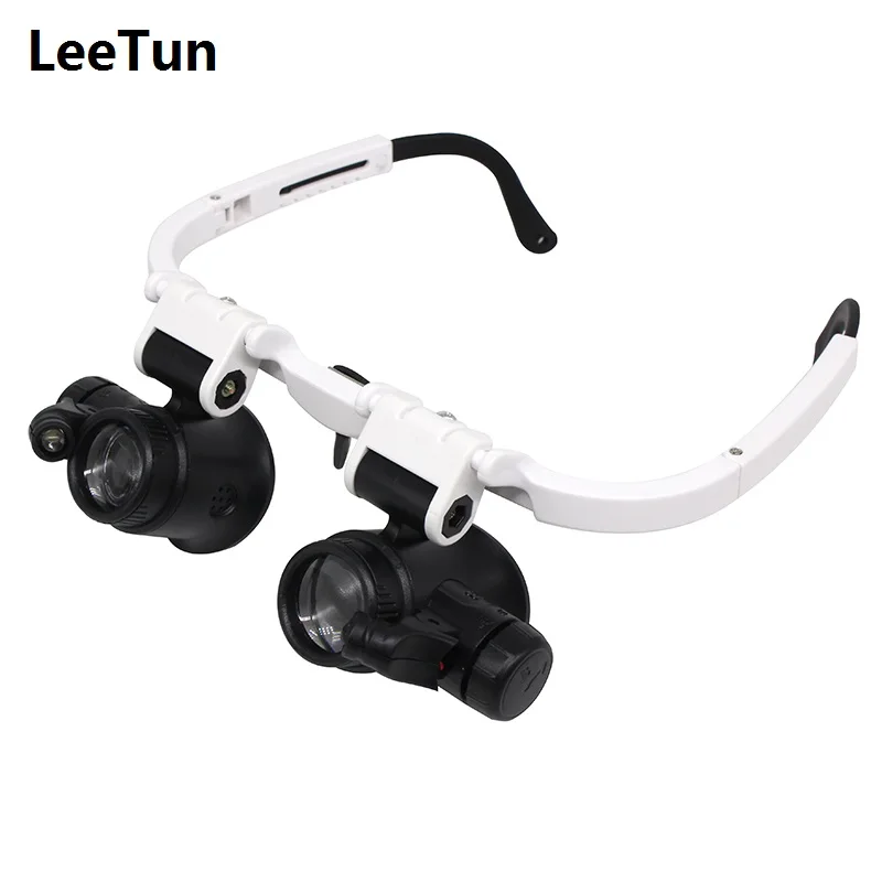 8X 23X Illuminated Eyeglasses Magnifier with 2 LED light Head