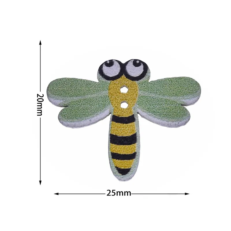 100 шт Смешанные 2 отверстия Многоцветный животные стрекоза в форме дерева Швейные Кнопки скарпбукинг Декор DIY аксессуары 25x20 мм