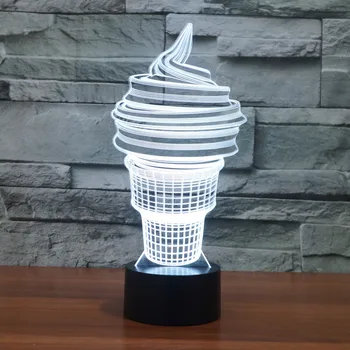 

3D Desk Lamp ice cream Gift Acrylic Night light LED lighting Furniture Decorative colorful 7 color change Home Accessory