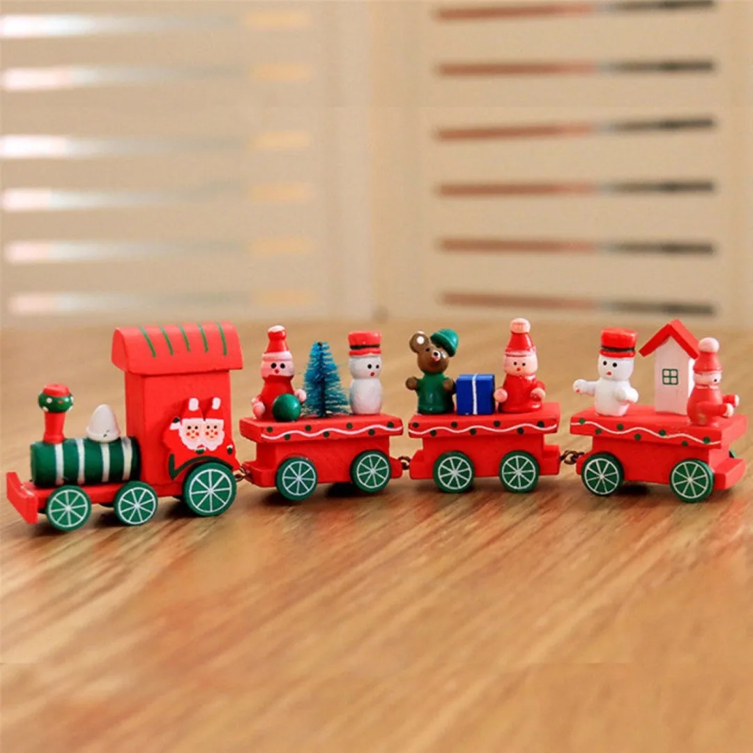 New Christmas Creative Wooden Train Santa Claus Festival Ornament Kids Gift Toy New 2 Color