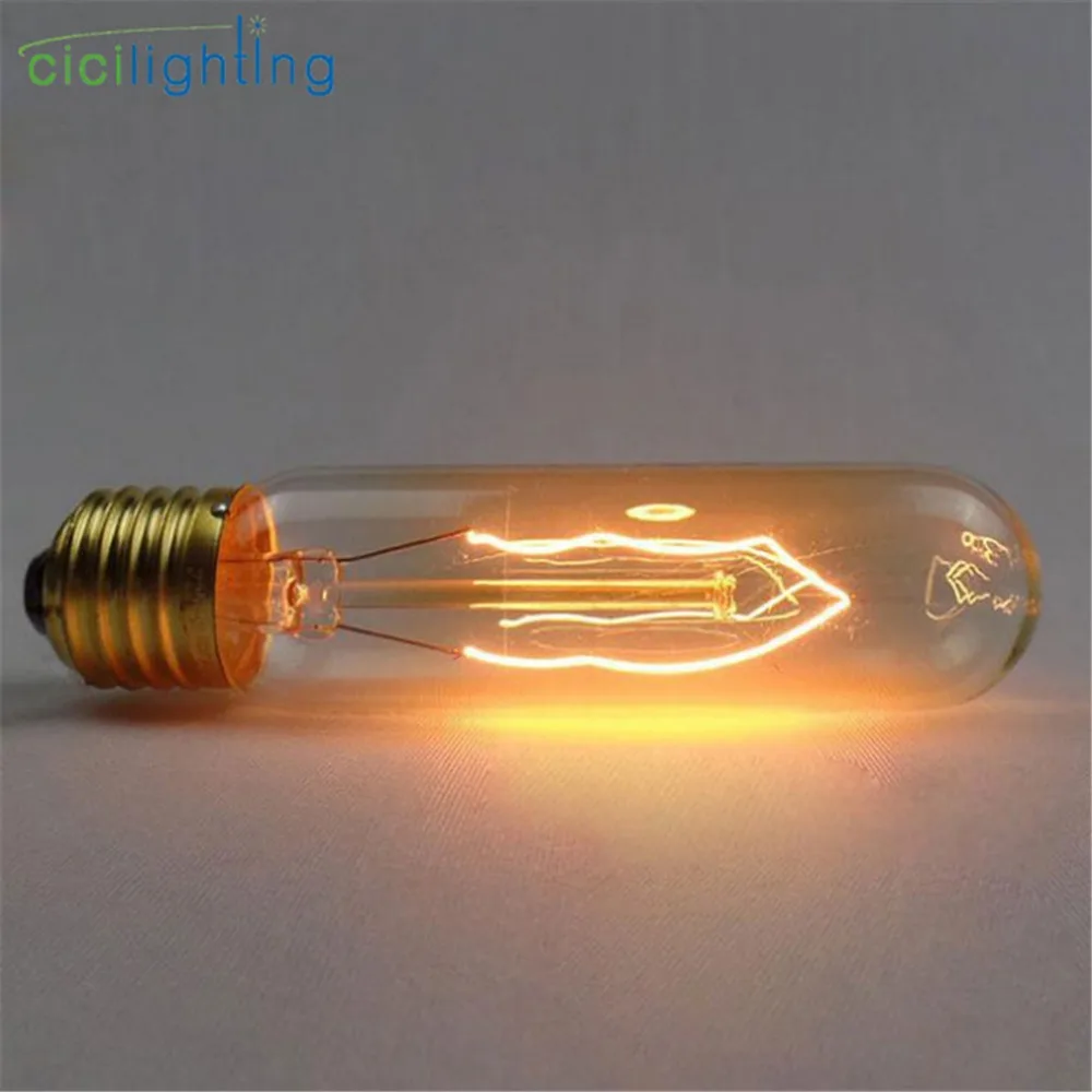 

220V 240V 40W E27 Edison Bulb T10 T125 vintage retro short test tube tubular bulbs incandescent tungsten bulb for antique lamp