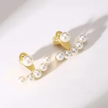 Симпатичные Chic Поддельные жемчужные серьги сектора для Для женщин Нержавеющая сталь уха серьги стильно украсят ювелирные изделия женские аксессуары