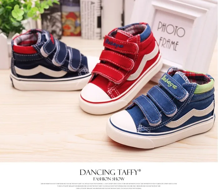 2016 New Jeans Children Shoes Brand Autumn Canvas Patchwork Hook Loop Rubber Kids Shoes Fabric Blue Navy Red Girls  Boys Sneaker 484 (1)