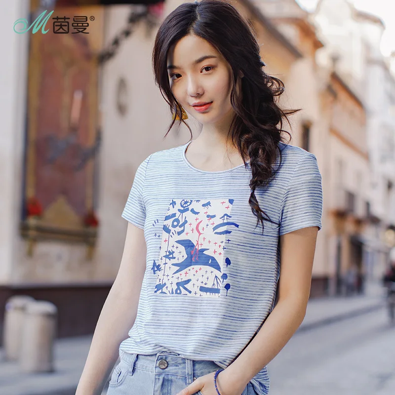 Женская футболка с коротким рукавом INMAN эластичная хлопковая рукавом|t-shirt women|short