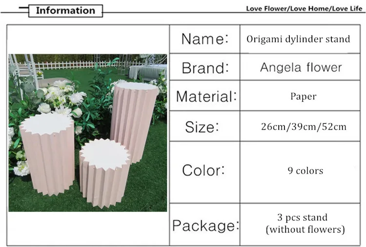 Открытый газон вечерние реквизит для свадьбы события сценический Декор оригами цилиндрическая колонна из пеноматериала Цветочная стойка для конфет украшения полка 3 шт