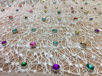 

Hot selling! white color High quality african French tulle guipure lace fabric with stone beaded.Wholesale french lace fabric