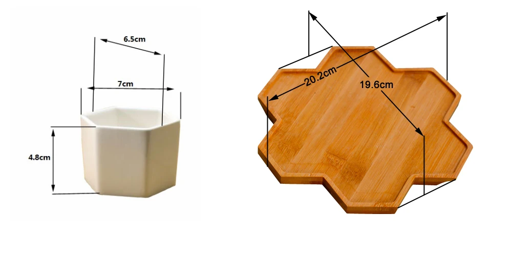 Геометрические кактусы шестигранные суккулентные цветочные горшки керамический бамбуковый поднос белый цветочный горшок садовые Декоративные Васи балкон настольные Zakka