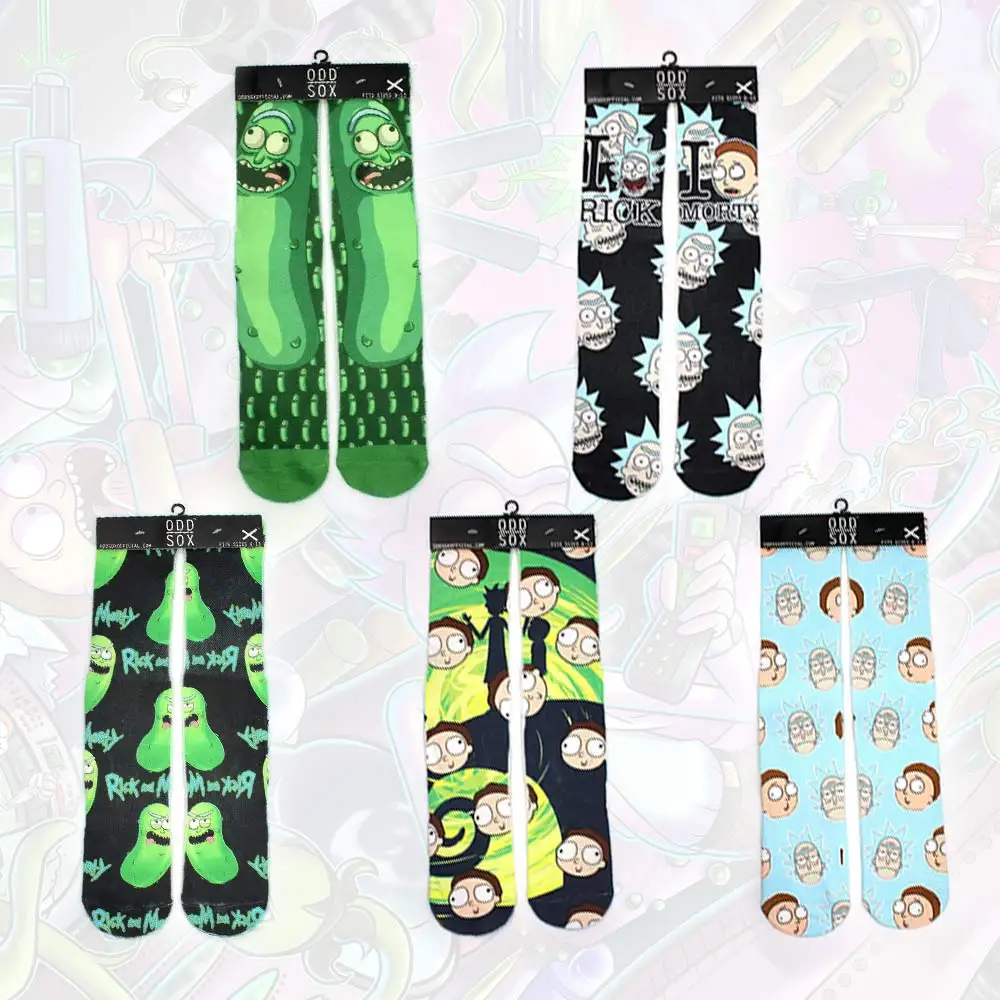 

POFUNUO 4x16"in Rick and Morty Pickle Rick MEESEEKS Cotton Socks Colorful Stockings Tights Cosplay Props Costume Fashion Gifts