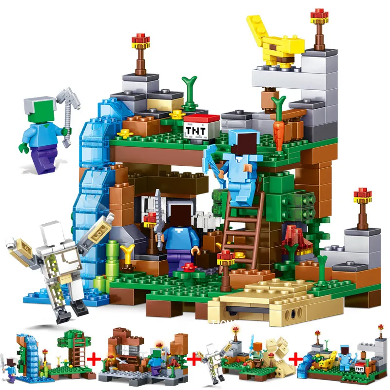 378pcs 4 in 1 MY WORLD Minecrafted Figures City Building Blocks Bricks Set Educational toys for Kids Gift Compatible Legoings 378pcs 4 in 1 MY WORLD Minecrafted Figures City Building Blocks Bricks Set Educational toys for Kids Gift Compatible Legoings