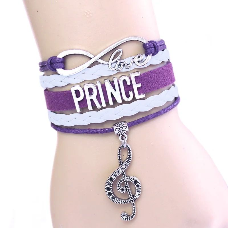 Новое поступление браслет «бесконечность» Любовь принц музыка Шарм Браслет фиолетовый дождь браслет художника браслет высокого качества на заказ - Окраска металла: R00906
