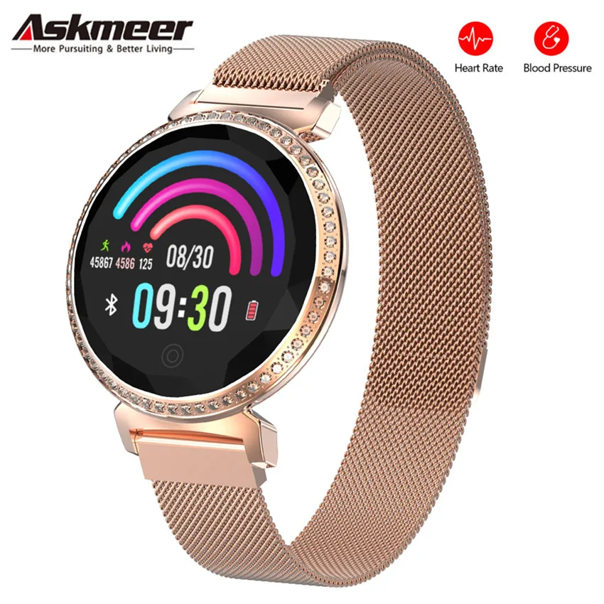 

ASKMEER MC11 Luxury Smart Watch Women Heart Rate Blood Pressure Fitness Bracelet Sleep Montior Bluetooth Smartwatch Fashion Band