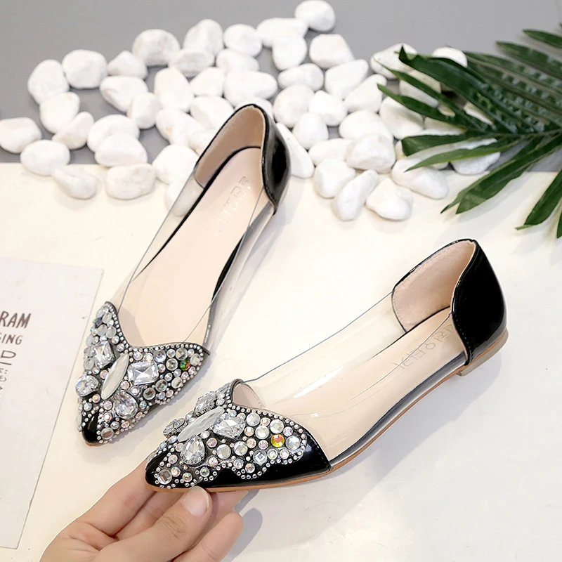 

Women Shoes Leisure Spring Pointy Ballerina Bling Rhinestone Flats New Fashion Ladies Shoes Princess Shiny Crystal Wedding Shoes