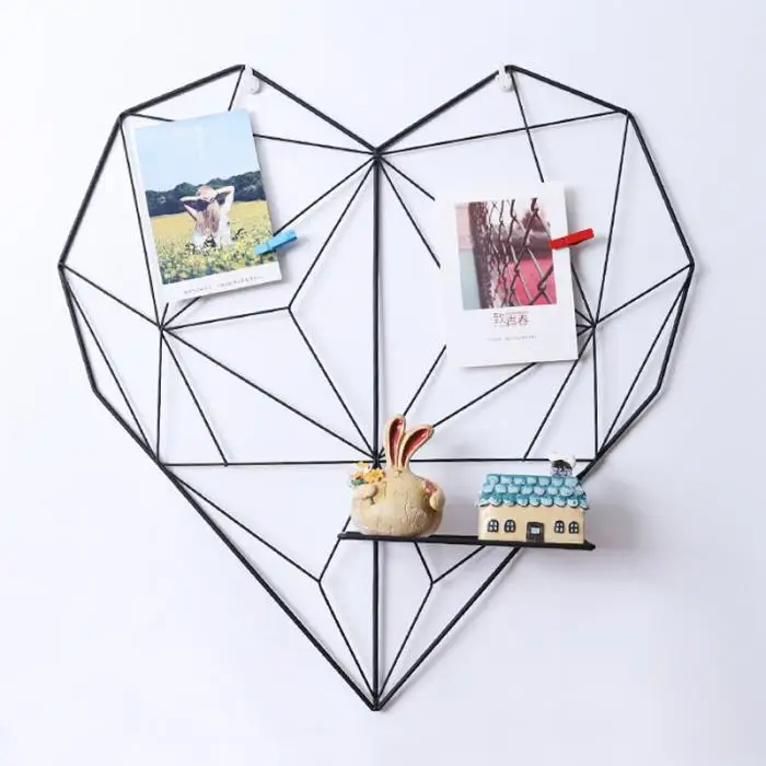 Любовь в форме сердца железная стойка для хранения Настенный фото открытка металлические сетки держатель для хранения PAK55