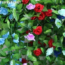 FUNNYBUNNY искусственный цветок роза лоза ротанговый прут гирлянда шелковые цветы для DIY садовый Декор Гостиная Висячие