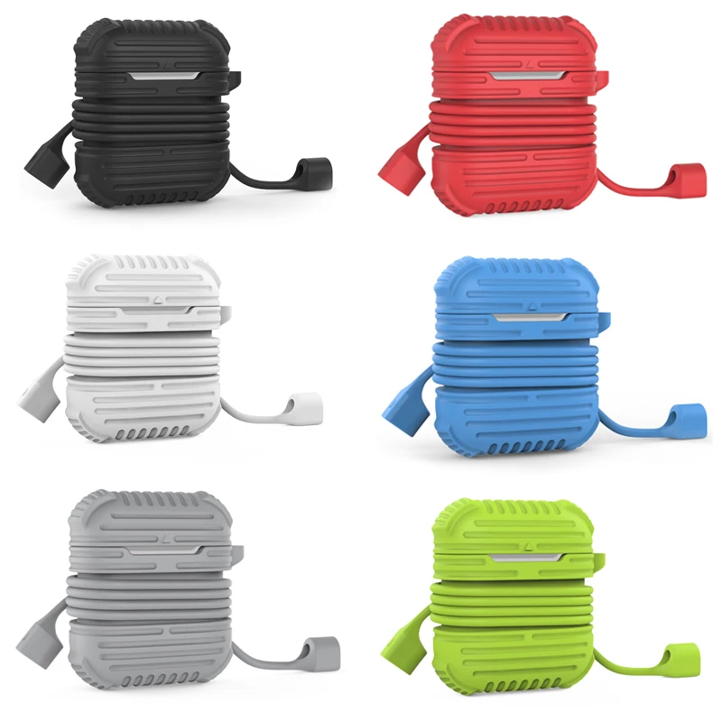 Bluetooth Wireless Earphone Case For Apple AirPods Soft Silicone Charging Earphones Cases With Magnetic anti-lost Rope Cover