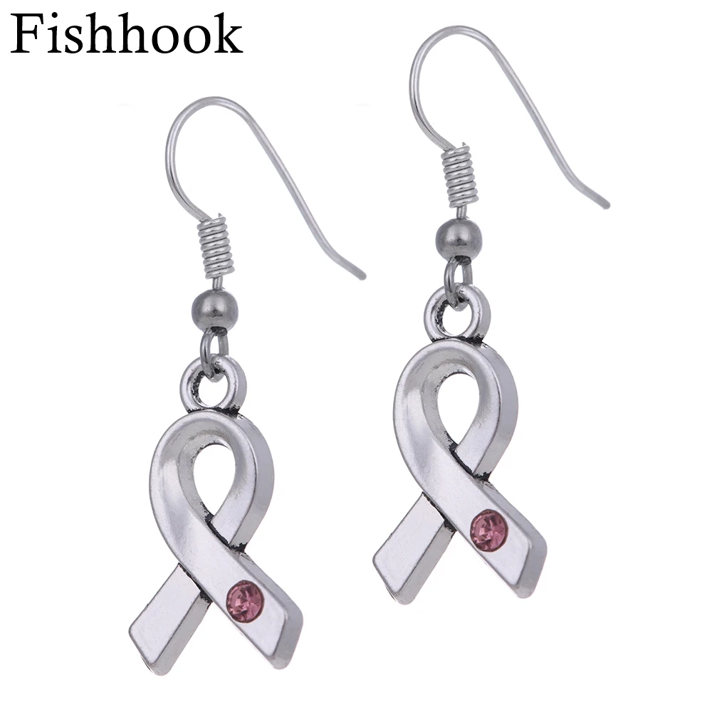 

Fishhook Zinc Alloy Simple Trendy Style Earring Pink Rhinestone Ribbon Earring Jewelry