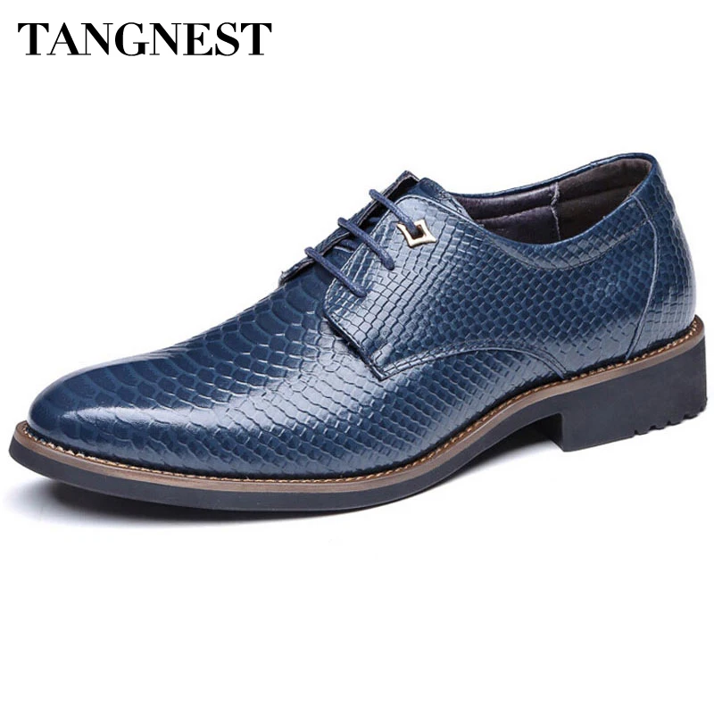 

Tangnest 2017 New Men Wedding Shoes Fashion Pointed Toe Lace-up Male's Flats Soft Leather Dress Shoes Man Size 37~44 XMP524