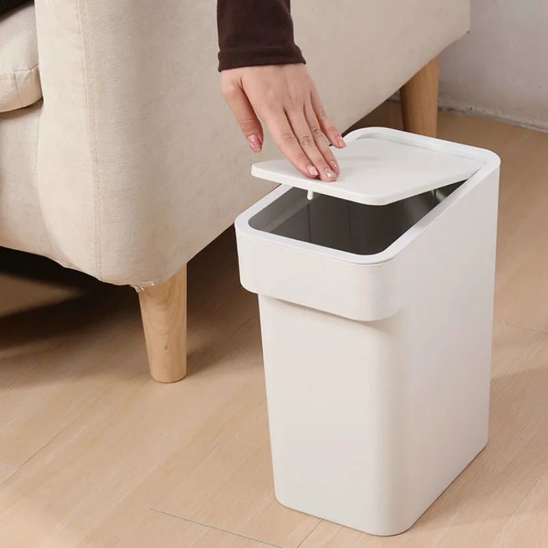 

Press type narrow seam trash can living room plastic waste bin Household kitchen bathroom large garbage storage bin mx6151536