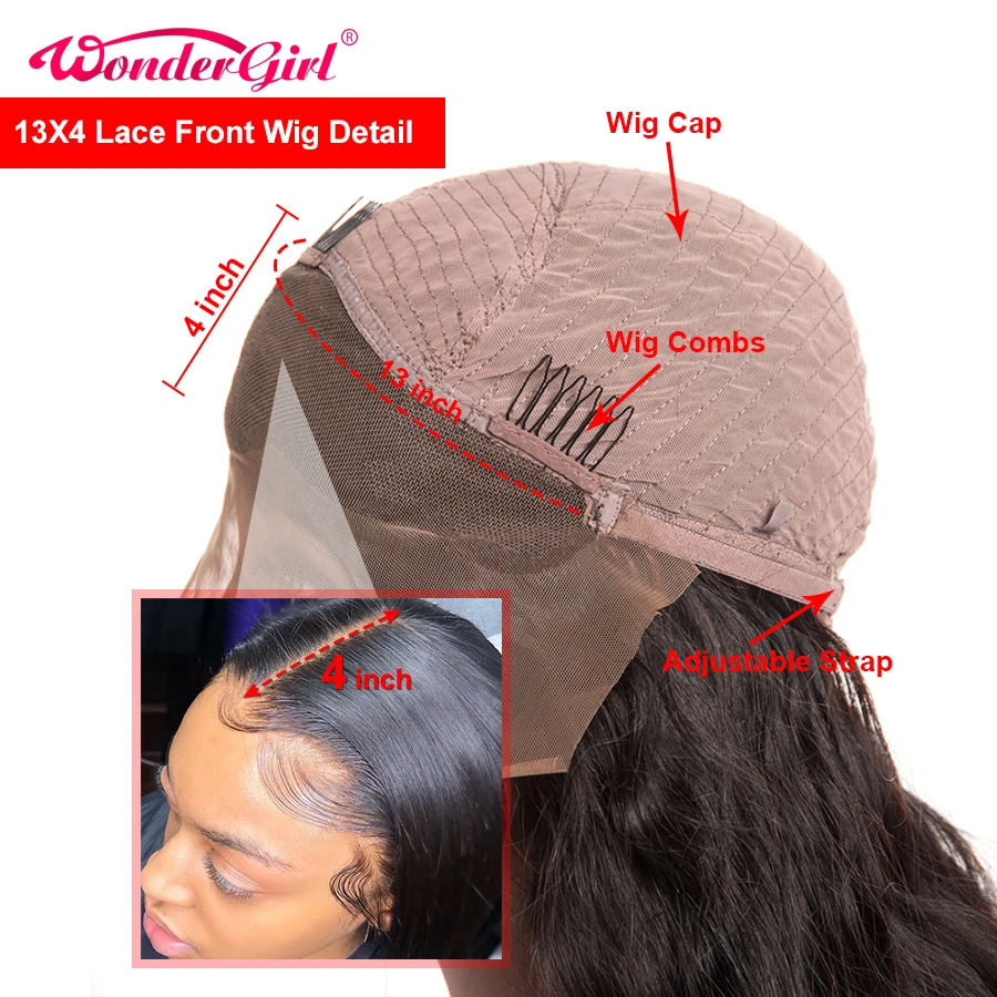 Wonder girl 13x6 Lace Front Wig Remy Glueless Lace Front Human Hair Wigs Pre Plucked Brazilian Straight Lace Wig With Baby Hair