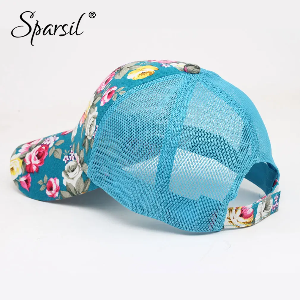 Sparsil Осень Женская Корейская бейсболка сетчатая бейсболка дышащая шляпа цветочный принт хип хоп Защита от Солнца Гольф шляпа девушка