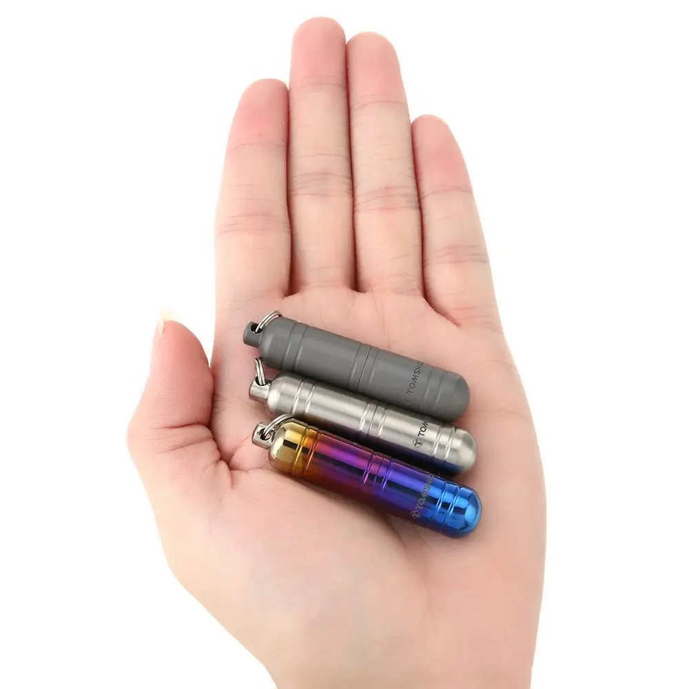 

Travel Portable WaterProof Titanium Mini EDC Container Seal Bottle Pills Box Keychain Camping Outdoor Emergency Travel Kit Tool