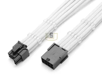 

12" Single Sleeved White PCI-E GPU 8 Pin to 6+2 Pin PCI-E Power Extension Cable + 2PCS Cable Comb black