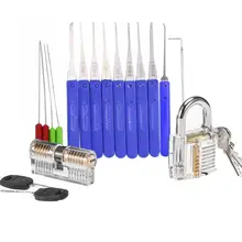 2 шт прозрачный замок с 14 инструменты для индивидуальных косметических средств, сломанный ключ экстрактор инструменты, Натяжной ключ Палочки Инструмент