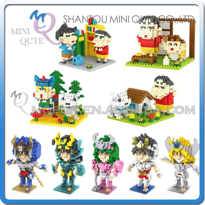 

Mini Qute WTOYW LOZ Anime boys Saint Seiya Crayon Shin-chan plastic cube building blocks cartoon models educational toy