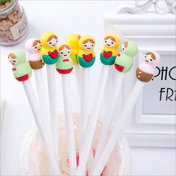 

2pcs/lot cute Color dolls Gel Ink pen kawaii stationery pen signature 0.38mm pen escolar learning office supplies papelaria