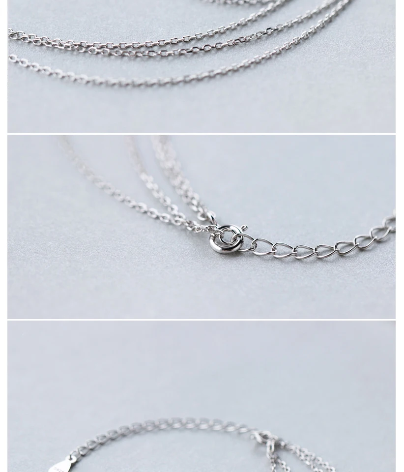 New 2018 Women's Fashion 100% 925 Real Sterling Silver Minimalist Jewelry Sex 2 Layers Pendant Chokers Necklace Gift Girl Lady (4)