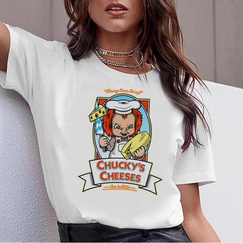 Chucky ужас высокое качество крутая женская новая футболка уличная ulzzang футболка модная женская новая футболка Топ