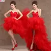 Hot Sale~vestidos de novia~ Front Short and Back Trailing Style Sweet Princess Wedding Dress/Bride Feather Wedding Gown 2