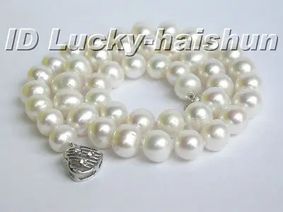 

lustrous 10mm round white freshwater pearl necklace j5783