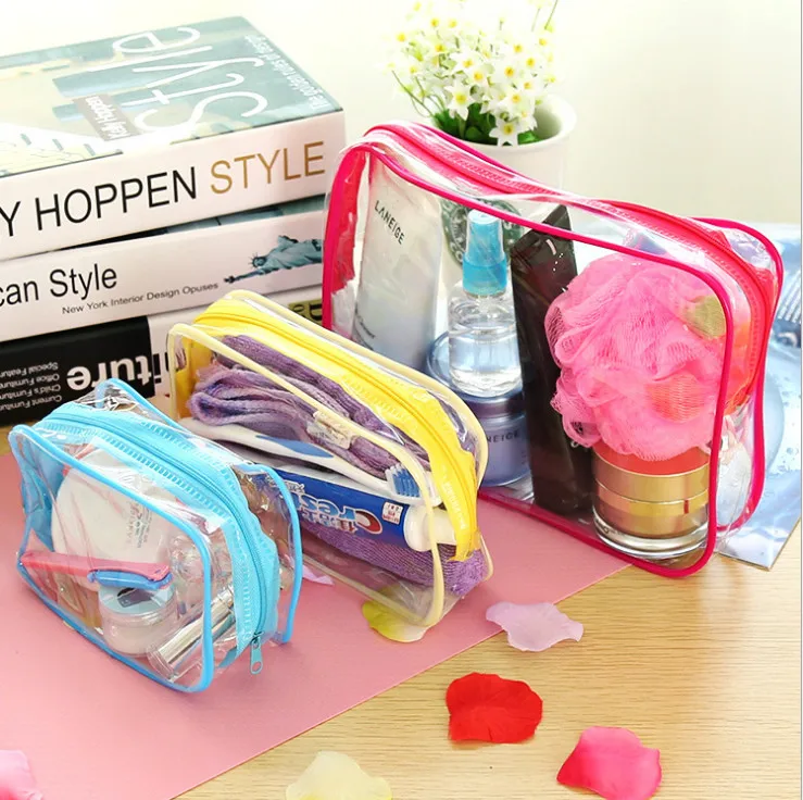 

3pc transparent waterproof Cosmetic Container Organizer Make Up Storage Bag Case Holder Multifunction Zipper Portable Travel