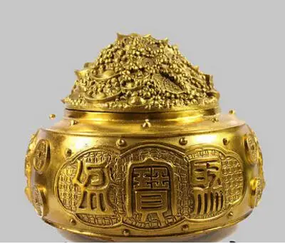 6 &quotКитай Бронзовый Bowl сокровище богатство слиток Yuanbao деньги статуя украшения