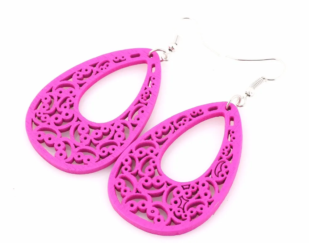 Drop Earrings Womens Handmade Wooden Mixed Color Wood Drop Earrings Summer Party Gift