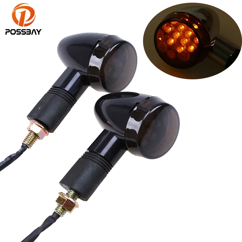 

POSSBAY 12V LED Motorcycle Lights Turn Signal Indicator Lighting Amber Universal For Honda Harley Cafe Racer Motocicleta Blinker