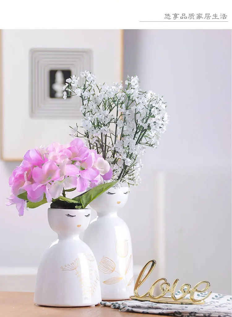 Креативная керамическая ваза аппликация девушка Цветочная композиция ваза для цветов Главная Гостиная Украшение стола современный комплект из двух предметов
