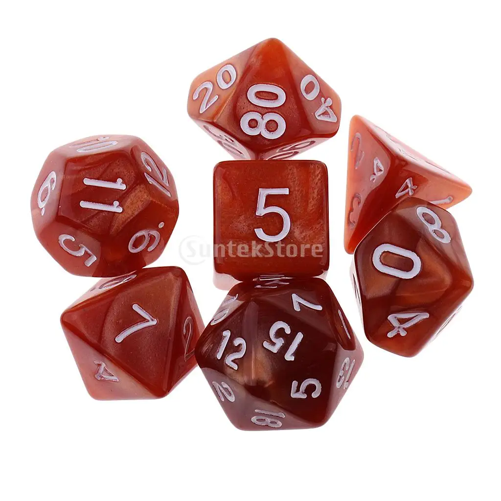 7PCS Polyhedral Dice D20 D12 D10 D8 D6 D4 16mm for Dungeons and Dragons Dice DND MTG RPG