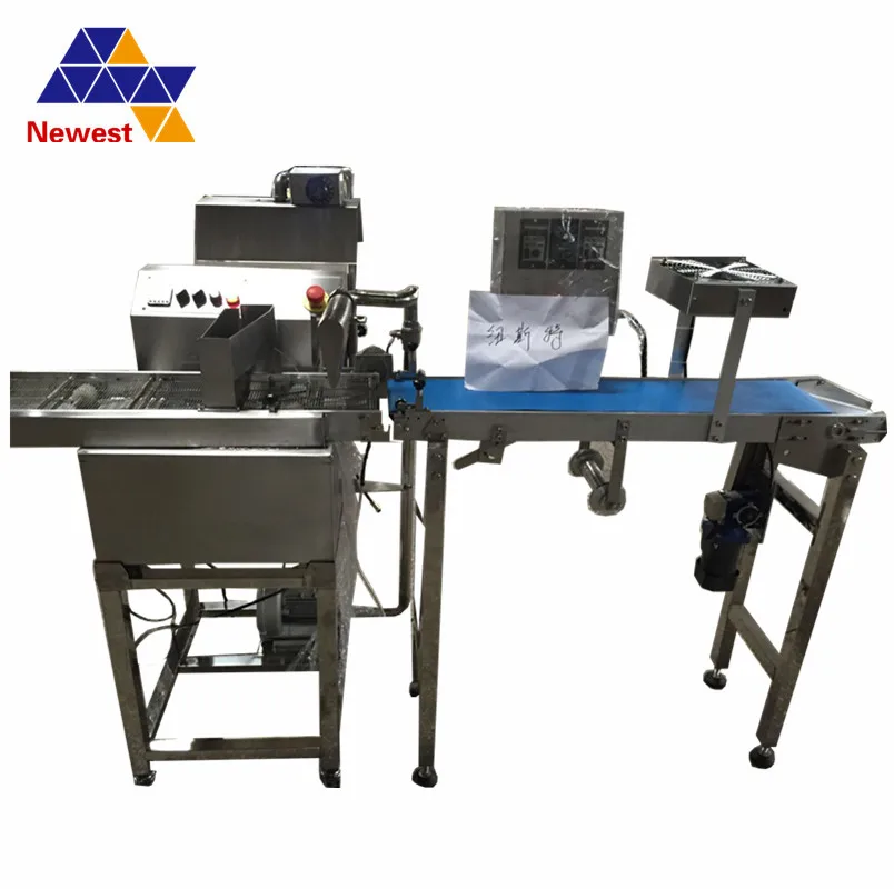 

High quality and low cost used chocolate enrobing machine,chocolate candy coating machine,chocolate melting and enrobing machine