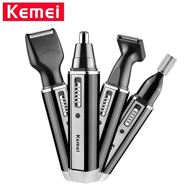 Kemei KM-6630 4 in 1 Nose Hair Beard Eyebrow Rechargeable Electric Trimmer For Men Electric Nose Trimmer Ear Shaver Hair Cliper