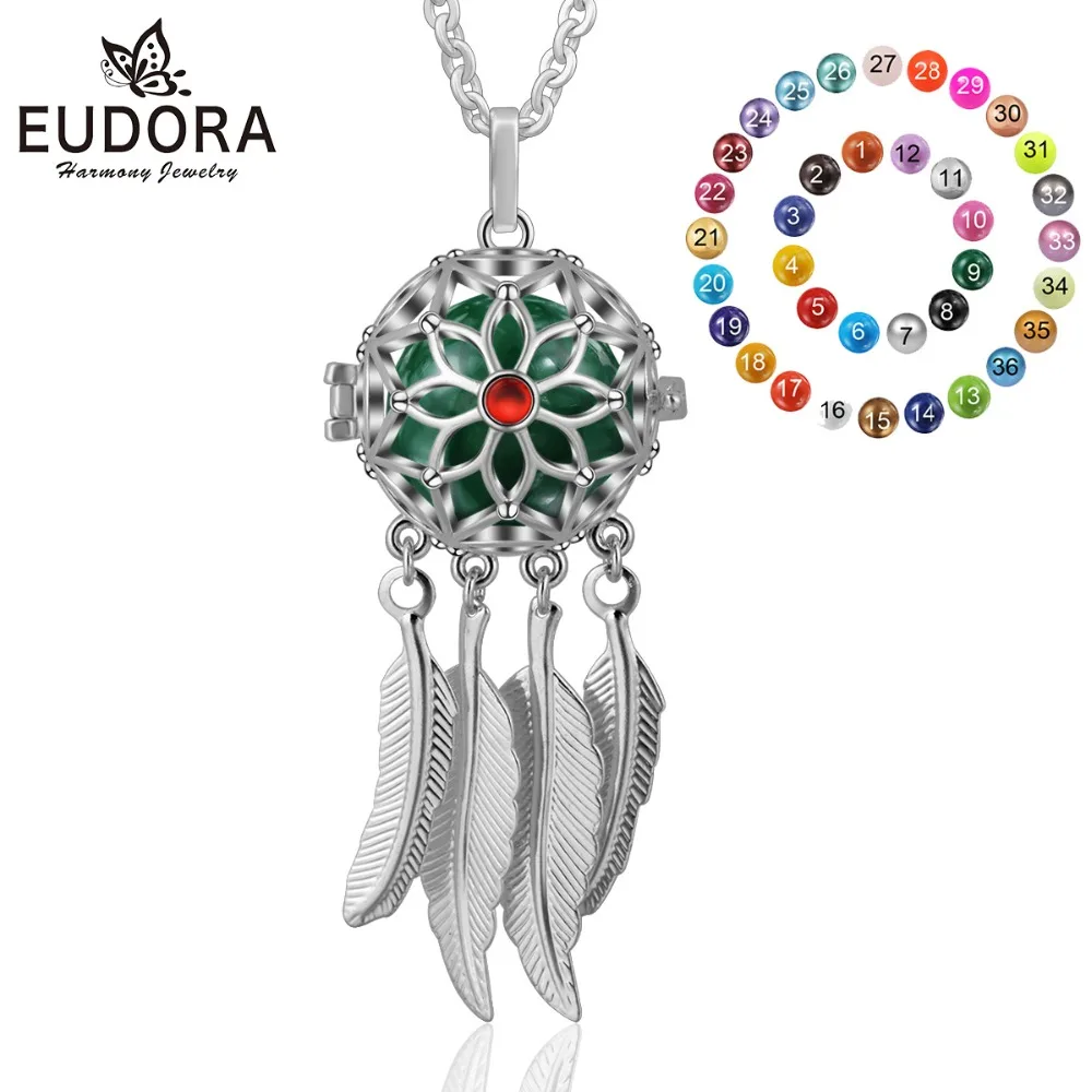 

Eudora 18mm Dreamcatcher Feature Charm Ball Cage Pendant Necklace fit 20/18mm Musical Sound Chime Ball for Pregnant Women K294