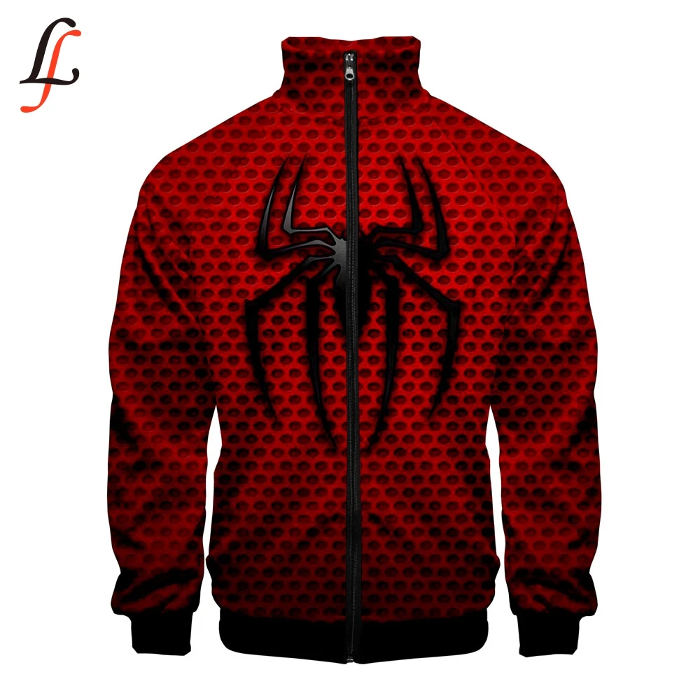

Man Jacket Spring 2019 New Spider 3D Image Zipper Streetwear Stand Collar Fashion 3D Print Clothe Hip Hop Jacket Casual Clothing