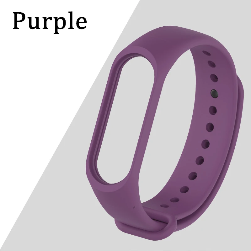 Модный мягкий браслет для часов для Xiaomi mi 3 4 силиконовый браслет ремешок для mi Band 3 mi band 4 сменный ремешок - Цвет ремешка: Фиолетовый